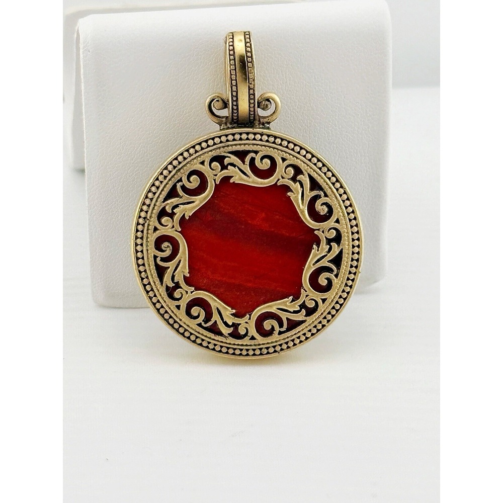 Vintage & Retired Premier Designs Red Jasper Stone Enhancer Pendant. 1990's